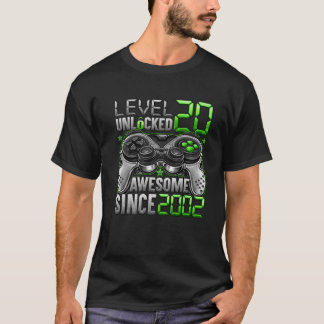 Level 20 Unlocked Awesome Since 2002 20Th Birthday T-Shirt