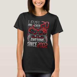 Level 20 Unlocked Awesome Since 2002 20th Birthday T-Shirt