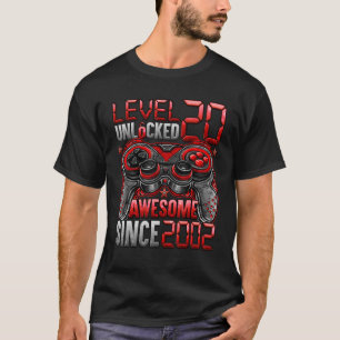 Level 20 Unlocked Awesome Since 2002 20th Birthday T-Shirt
