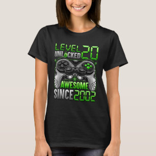 Level 20 Unlocked Awesome Since 2002 20th Birthday T-Shirt
