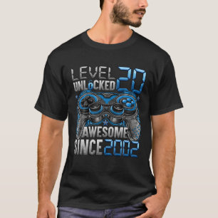 Level 20 Unlocked Awesome Since 2002 20Th Birthday T-Shirt
