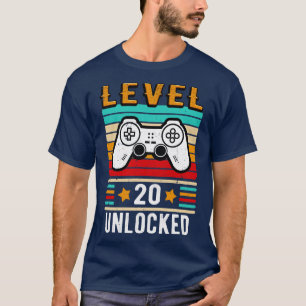 Level 20 Unlocked Birthday Retro Vintage Fun T-Shirt