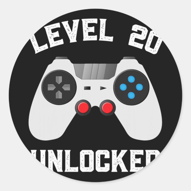 Level 20 Unlocked Funny 20th Wedding Anniversary C Classic Round Sticker (Front)