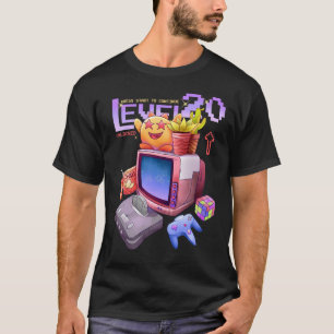 Level 20 Unlocked Retro Gamer Birthday Monster T-Shirt