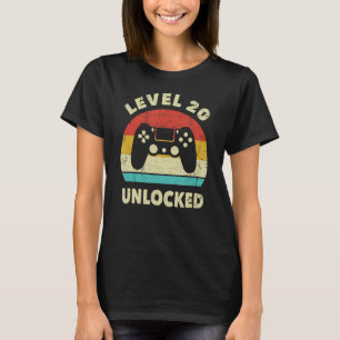 Level 20 Unlocked Video Gamer 20th Birthday Decora T-Shirt
