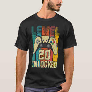 Level 20 Unlocked Video Gamer 20th Birthday T-Shirt
