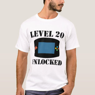 Level 20 Unlocked Video Games 20th Birthday T-Shirt