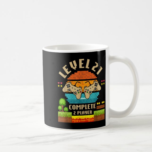Level 21 Complete 21 Years Anniversary Video Game  Coffee Mug (Right)