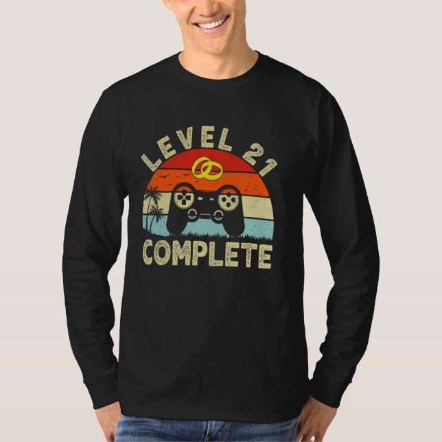 Level 21 Complete Funny Couples 21st Wedding Anniv T-Shirt (Front)
