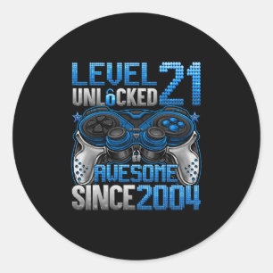 Level 21 Unlocked 21 Year Old Gifts Boys 21st Birt Classic Round Sticker