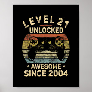 Level 21 Unlocked 21st Birthday 21 Year Old Gifts  Poster
