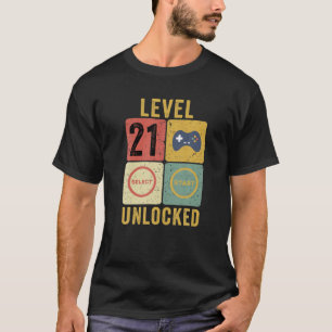 Level 21 Unlocked, 21Th Birthday Gift Video Gamer T-Shirt