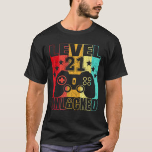 Level 21 Unlocked 21Yr Bday Men 21Th 21 Years Old T-Shirt