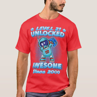 Level 21 Unlocked Awesome Since 2000 Dabbing Astro T-Shirt