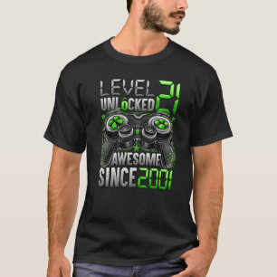 Level 21 Unlocked Awesome Since 2001 21st Birthday T-Shirt