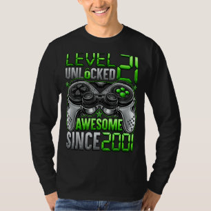 Level 21 Unlocked Awesome Since 2001 21st Birthday T-Shirt
