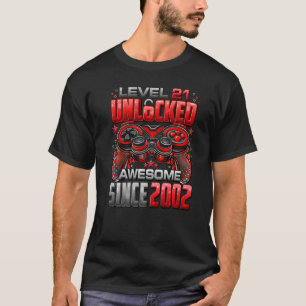 Level 21 Unlocked Awesome Since 2002 21st Birthday T-Shirt
