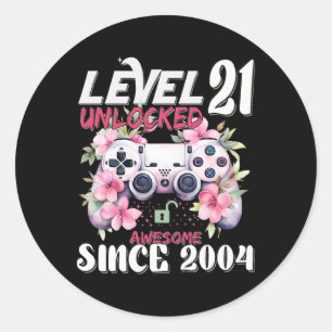 Level 21 Unlocked Awesome Since 2004 21st Birthday Classic Round Sticker