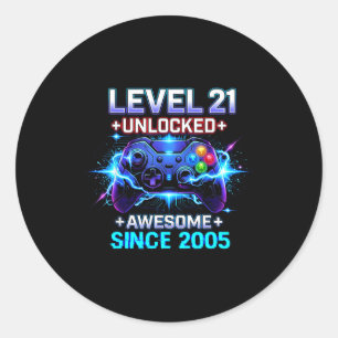 Level 21 Unlocked Awesome Since 2005 21st Birthday Classic Round Sticker