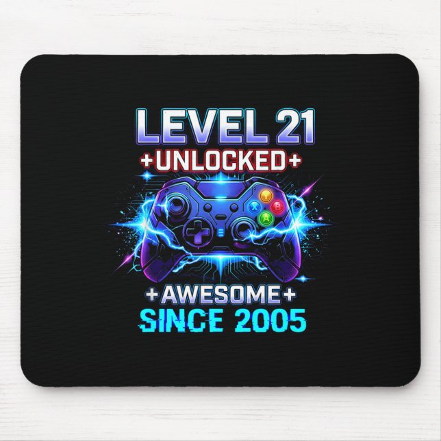 Level 21 Unlocked Awesome Since 2005 21st Birthday Mouse Mat (Front)