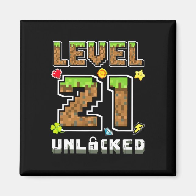 Level 21 Unlocked Birthday 21st Years Bday Gamer P Magnet (Front)