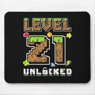 Level 21 Unlocked Birthday 21st Years Bday Gamer P Mouse Mat