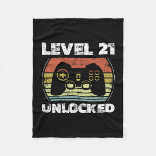 Level 21 Unlocked Funny Video Gamer 21st Birthday  Fleece Blanket