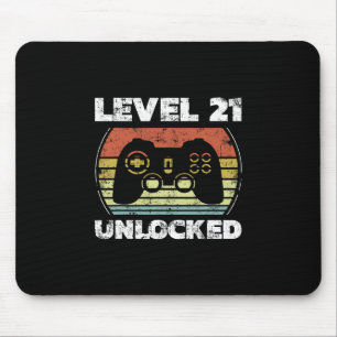 Level 21 Unlocked Funny Video Gamer 21st Birthday  Mouse Mat