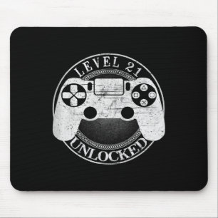 Level 21 Unlocked Funny Video Gamer 21st Birthday  Mouse Mat