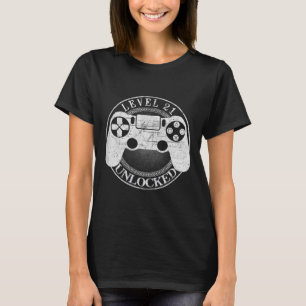Level 21 Unlocked Funny Video Gamer 21st Birthday  T-Shirt