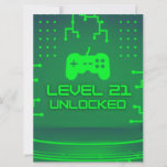 Level 21 Unlocked Gaming 21st Birthday  Invitation<br><div class="desc">Level 21 Unlocked Gaming 21st Birthday Invitation</div>