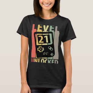 Level 21 Unlocked Retro Video Gamer 21st Birthday T-Shirt