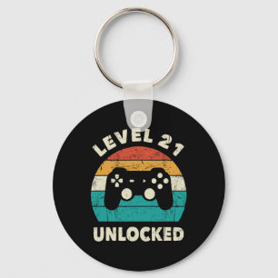 Level 21 Unlocked - Retro Vintage Funny 21st Birth Key Ring