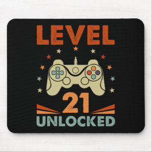 Level 21 Unlocked Video Gamer 21st Birthday 21 Yea Mouse Mat