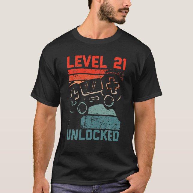 Level 21 Unlocked Video Gamer Lovers 21th Birthday T-Shirt (Front)
