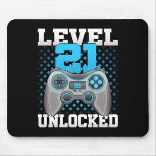 Level 21 Unlocked Video Gaming 21st Birthday Game Mouse Mat