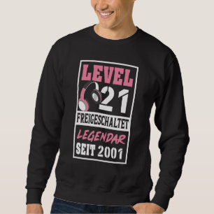 Level 21 Years Gamer Girl Since 2001 Birthday Vide Sweatshirt