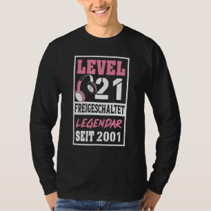 Level 21 Years Gamer Girl Since 2001 Birthday Vide T-Shirt