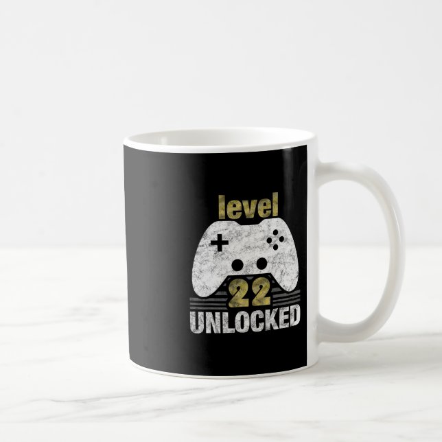 Level 22 Unlocked 22nd Birthday 22 Year Old Gift F Coffee Mug (Right)