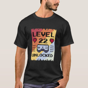 Level 22 Unlocked 22nd Birthday Gaming T-Shirt