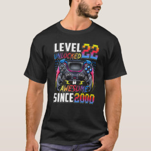 Level 22 Unlocked Awesome Since 2000 22nd Birthday T-Shirt