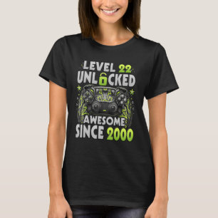 Level 22 Unlocked Awesome Since 2000 22th Birthday T-Shirt