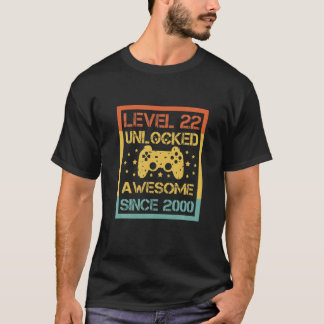 Level 22 Unlocked Awesome Since 2000 22Th Birthday T-Shirt