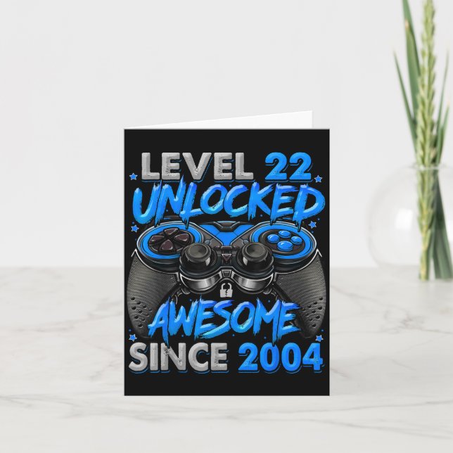 Level 22 Unlocked Awesome Since 2004 22nd Birthday Card (Front)