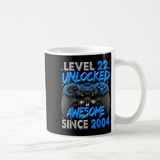 Level 22 Unlocked Awesome Since 2004 22nd Birthday Coffee Mug (Right)