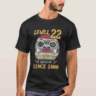 Level 22 Unlocked Birthday 22 Years Old Awesome Si T-Shirt