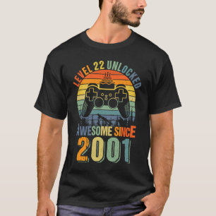 Level 22 Unlocked Funny 22nd Birthday Gamer 2001 B T-Shirt