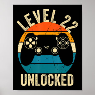 Level 22 Unlocked Video Game 22nd Birthday Gamer B Poster