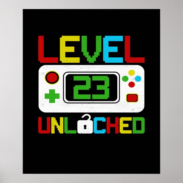 Level 23 Unlocked Video Game 10th Birthday Gift Poster (Front)
