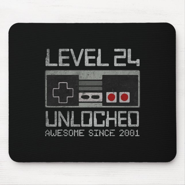 Level 24 Unlocked 24th Birthday 24 Year Old Video  Mouse Mat (Front)